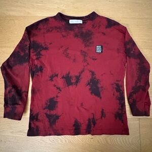 Zara Red and Black Tie-Dye Long Sleeve Shirt